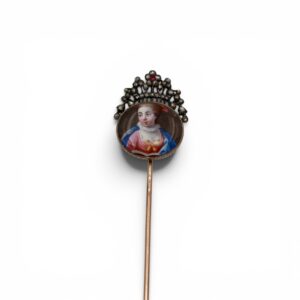 Female portrait stickpin, 17th century