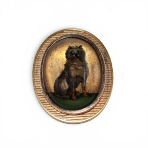 Broche, Verre d’Essex model « Chien », XIXeme