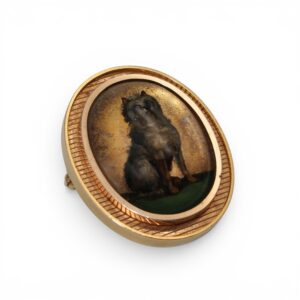 Broche, Verre d’Essex model « Chien », XIXeme