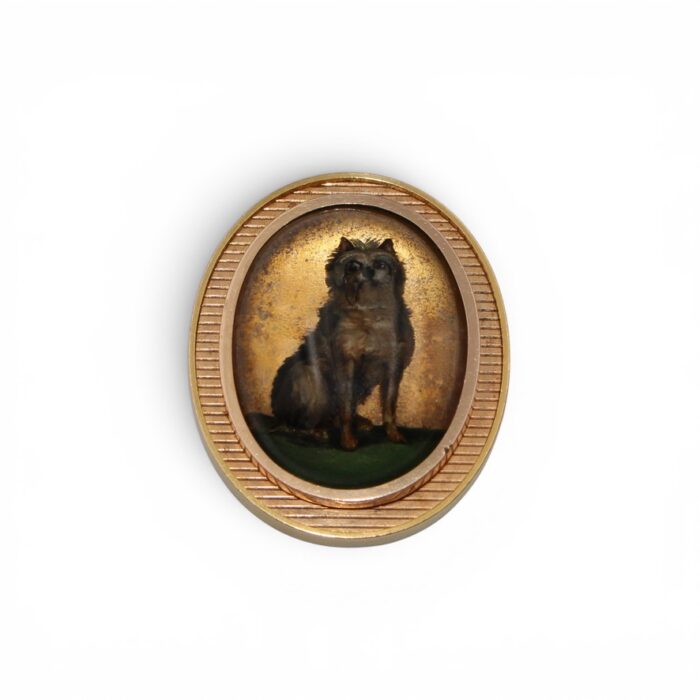 Broche, Verre d’Essex model « Chien », XIXeme