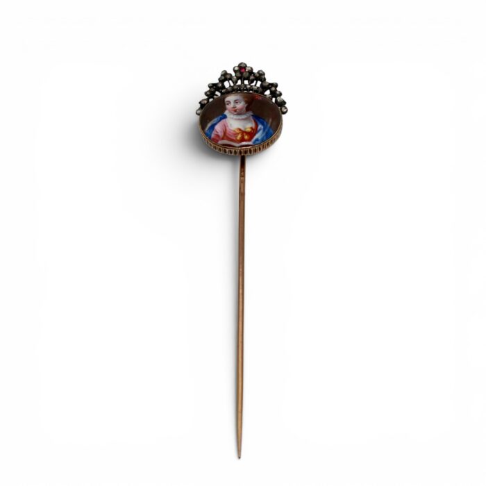 Female portrait stickpin, 17th century